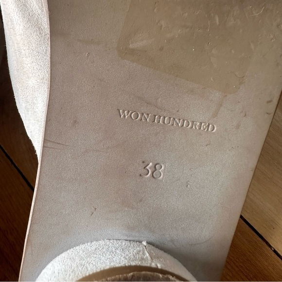 Won Hundred Penelope Nude Slide Sandals 38 Criss Cross Puffy Round circle heel - Picture 8 of 10